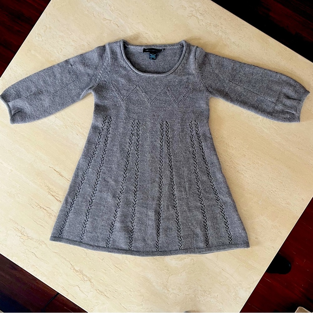 FRENCH CONNECTION Babydoll Gray Alpaca Wool Knit Tunic Pullover Sweater size 10